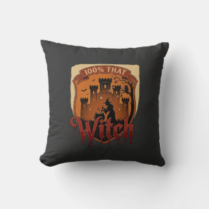 Witch Castle Cauldron Owl Bats_1 Throw Pillow