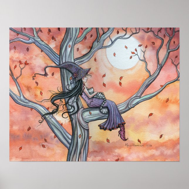 Witch Cat Autumn Poster by Molly Harrison (Front)