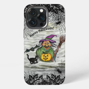 Witch , Cat , Bat and Pumpkin , Happy Halloween ! iPhone 13 Pro Case