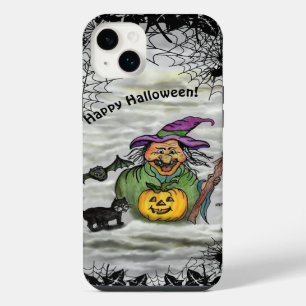 Witch , Cat , Bat and Pumpkin , Happy Halloween ! iPhone 14 Plus Case