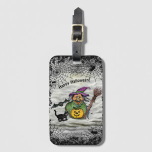 Witch , Cat , Bat and Pumpkin , Happy Halloween ! Luggage Tag