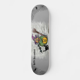 Witch , Cat , Bat and Pumpkin , Happy Halloween Skateboard