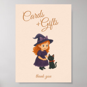 Witch & Cat Bow Cards  Gifts Table Sign Poster