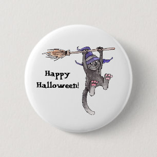 Witch Cat Button