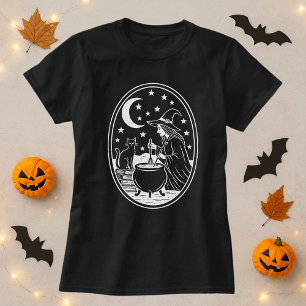 Witch Cat Cauldron Mystic T-Shirt