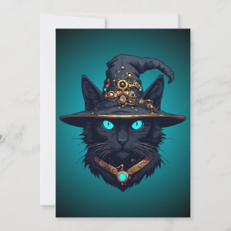 Witch Cat Cyberpunk Mecha Halloween Neon Sunglasse Invitation