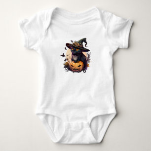 Witch Cat for Halloween Baby Bodysuit