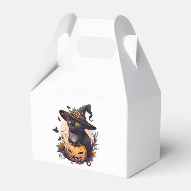 Witch Cat for Halloween  Favor Box (Front Side)