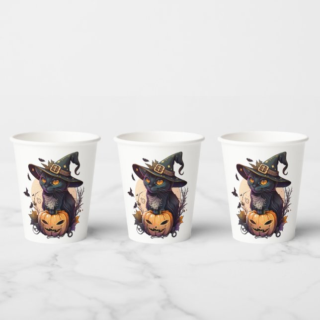 Witch Cat for Halloween  Paper Cups (Multi)