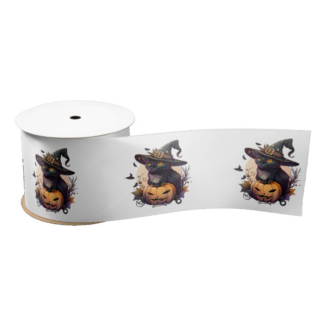 Witch Cat for Halloween  Satin Ribbon (Spool)