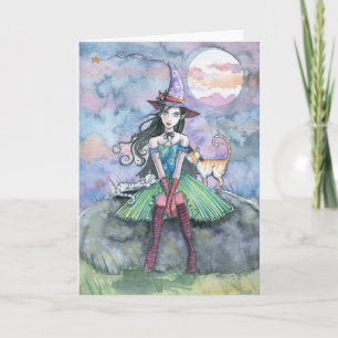 Witch Cat Halloween Card by Molly Harrison