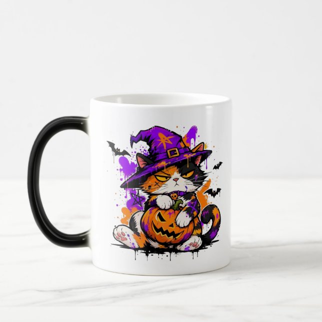 Witch Cat Halloween Coffee Magic Mug (Left)