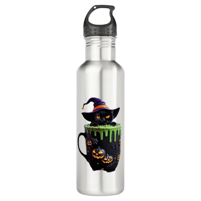 Witch Cat Halloween Coffee Mug – Cute Black Cat wi (Front)