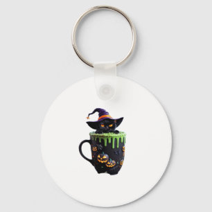 Witch Cat Halloween Coffee Mug � Cute Black Cat wi Keychain