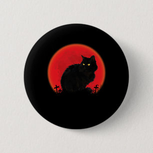 Witch Cat Halloween Costume Blood Moon Black Cat 2 Inch Round Button