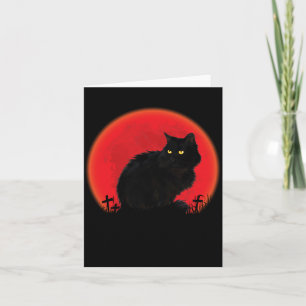 Witch Cat Halloween Costume Blood Moon Black Cat Card