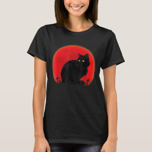 Witch Cat Halloween Costume Blood Moon Black Cat T-Shirt