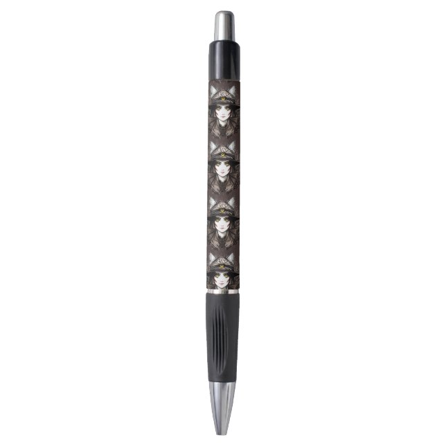 Witch Cat Halloween Creepy Cute Portrait Pen (Front Vertical)