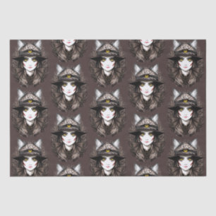 Witch Cat Halloween Creepy Cute Portrait Tissue Paper