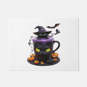 Witch Cat Halloween Latte – Creepy Cute Coffee wit Doormat