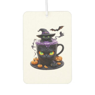Witch Cat Halloween Latte Creepy Cute Coffee with Air Freshener