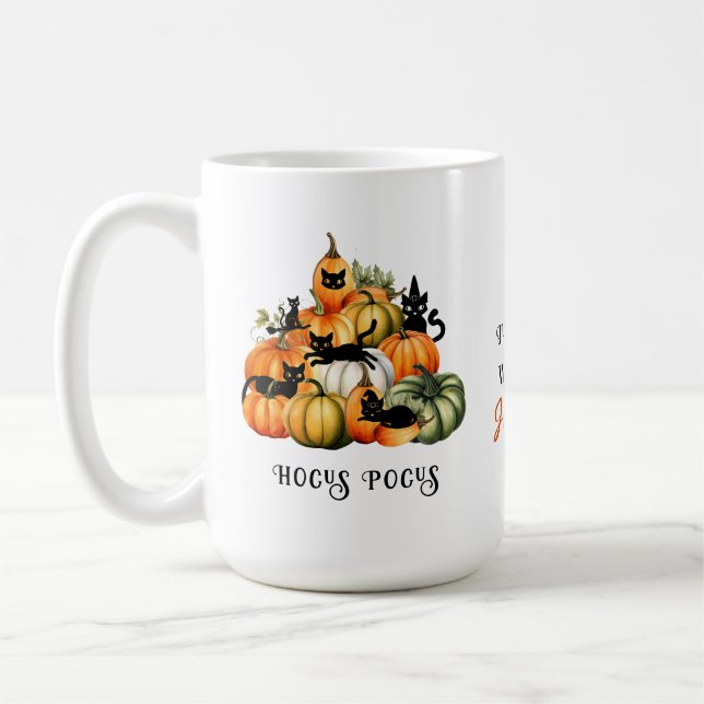 Witch Cat Jack O Lantern Pumpkin Patch Halloween Coffee Mug (Left)