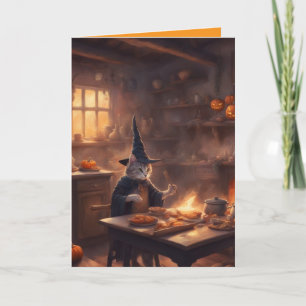 Witch Cat makes a Halloween Soup and a poem Card