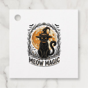 Witch Cat Shirt Vintage Halloween Moon Design_1 Favour Tags