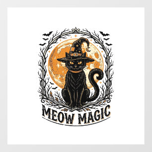 Witch Cat Shirt Vintage Halloween Moon Design_1 Window Cling