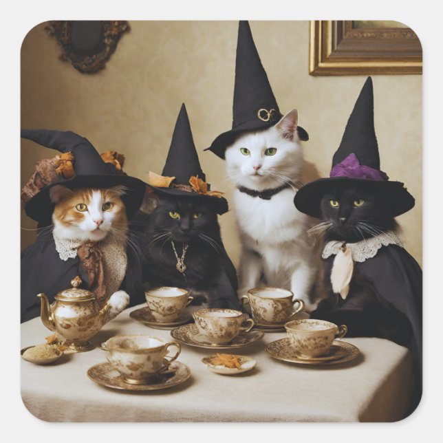 Witch Cat Tea Sticker (Front)