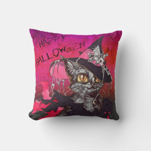 Witch Cat Throw Pillow
