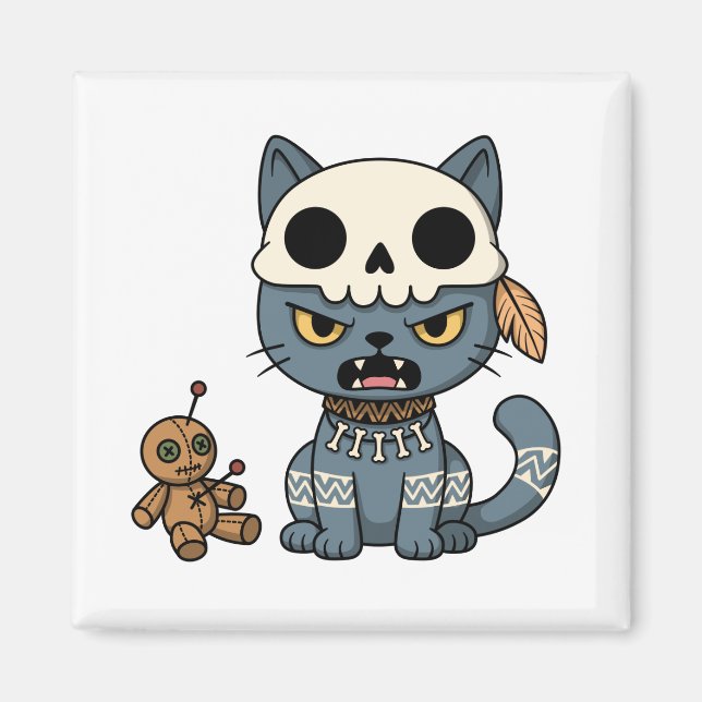 Witch Cat Voodoo Doll Magnet (Front)