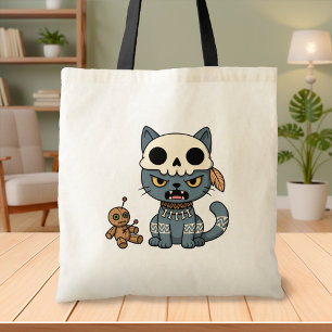 Witch Cat Voodoo Doll Tote Bag