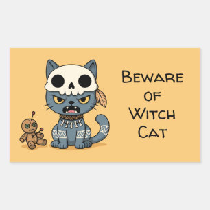 Witch Cat Voodoo Doll Yellow Custom Text Sticker