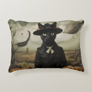 Witch Cat with Pumpkins  Accent Pillow