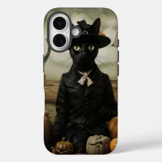 Witch Cat with Pumpkins  iPhone 16 Case