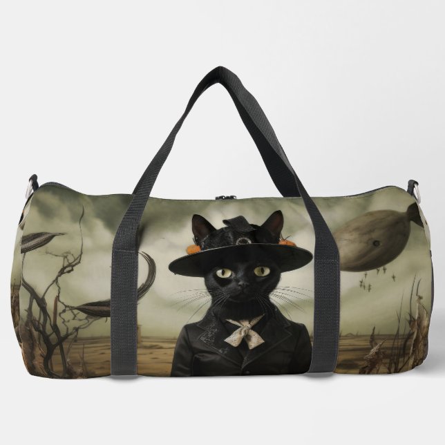 Witch Cat with Pumpkins  Duffle Bag (Front)