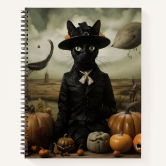 Witch Cat with Pumpkins Notebook