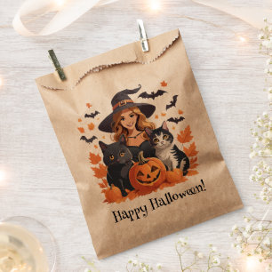 Witch Cats Bats & Pumpkins Halloween Favour Bag