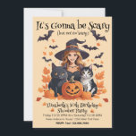 Witch Cats Bats & Pumpkins  Invitation<br><div class="desc">Halloween themed party things and gifts, not too scary, but scary enough. A cute and inviting Halloween design to make this Halloween a fun and festive holiday occasion. Whether your planning an October Birthday or a fun Halloween gathering this invitation will be pleasing for the whole gang. Personalize the text...</div>