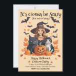 Witch Cats Bats & Pumpkins  Invitation<br><div class="desc">Halloween themed party things and gifts, not too scary, but scary enough. A cute and inviting Halloween design to make this Halloween a fun and festive holiday occasion. Whether your planning an October Birthday or a fun Halloween gathering this invitation will be pleasing for the whole gang. Personalize the text...</div>