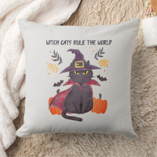 Witch Cats Rule The World Throw Pillow