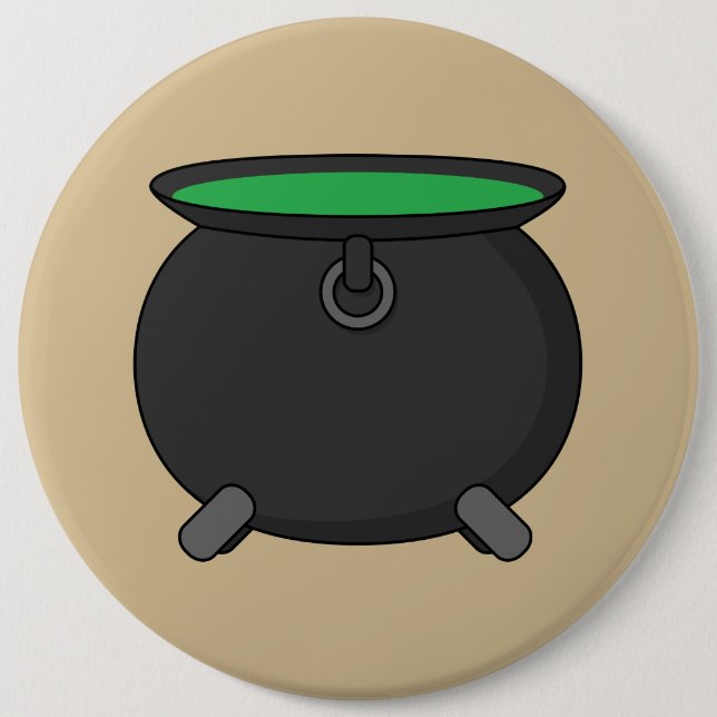 Witch Cauldron 6 Inch Round Button (Front)