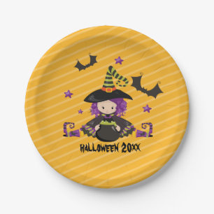 Witch Cauldron Bats Halloween Kids Halloween Party Paper Plate