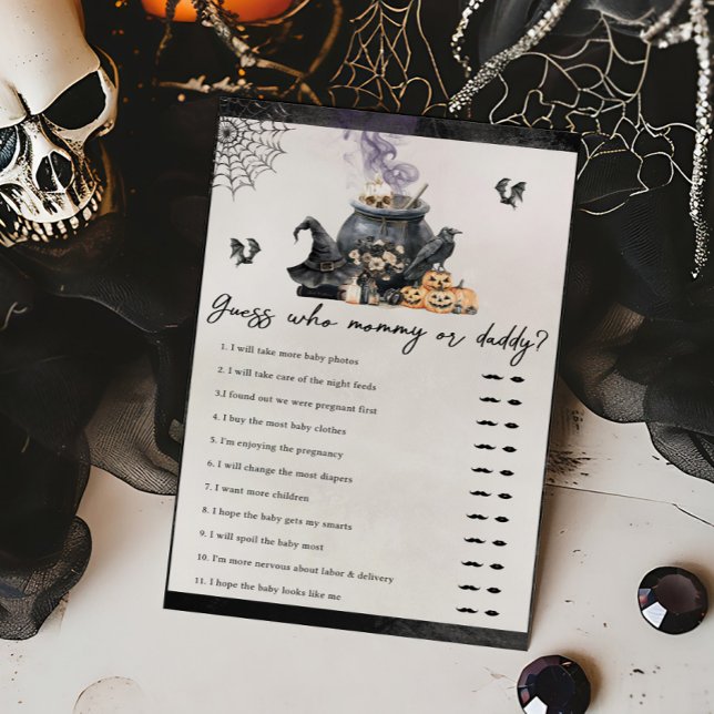 Witch Cauldron Brewing Guess Who Mommy or Daddy (A Baby is Brewing Halloween Baby Shower Guess Who Mommy or Daddy Game)