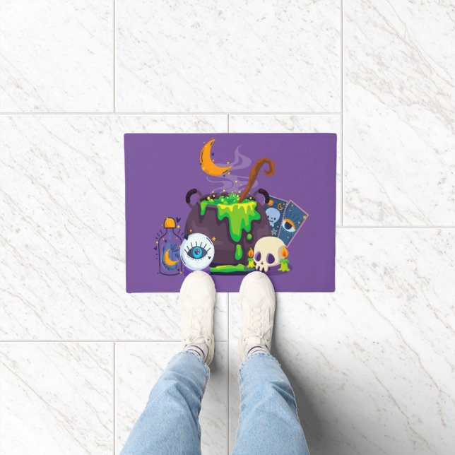 Witch Cauldron Cooking Potion Under The Moonlight Doormat (Indoor)