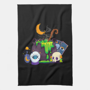 Witch Cauldron Cooking Potion Under The Moonlight Kitchen Towel
