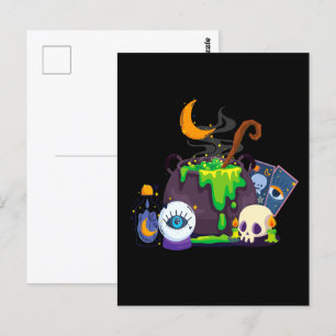 Witch Cauldron Cooking Potion Under The Moonlight Postcard
