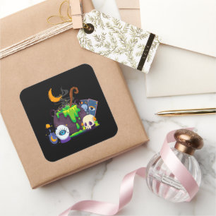 Witch Cauldron Cooking Potion Under The Moonlight Square Sticker