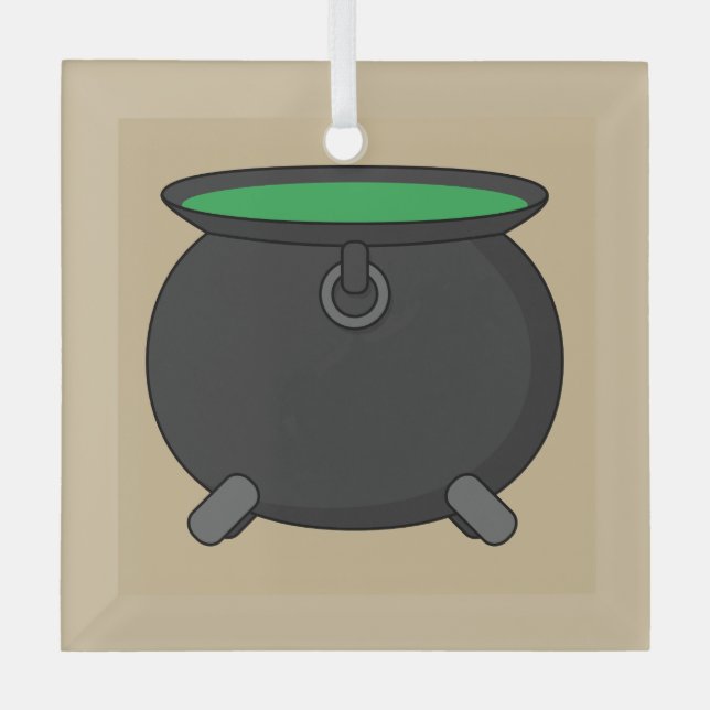 Witch Cauldron Glass Ornament (Front)